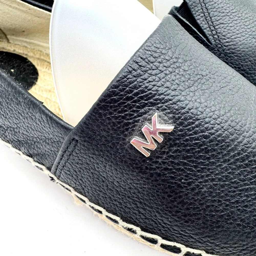 MICHAEL Michael Kors Kendrick Pebbled Leather Espadrille Slip On Black Size 5.5
